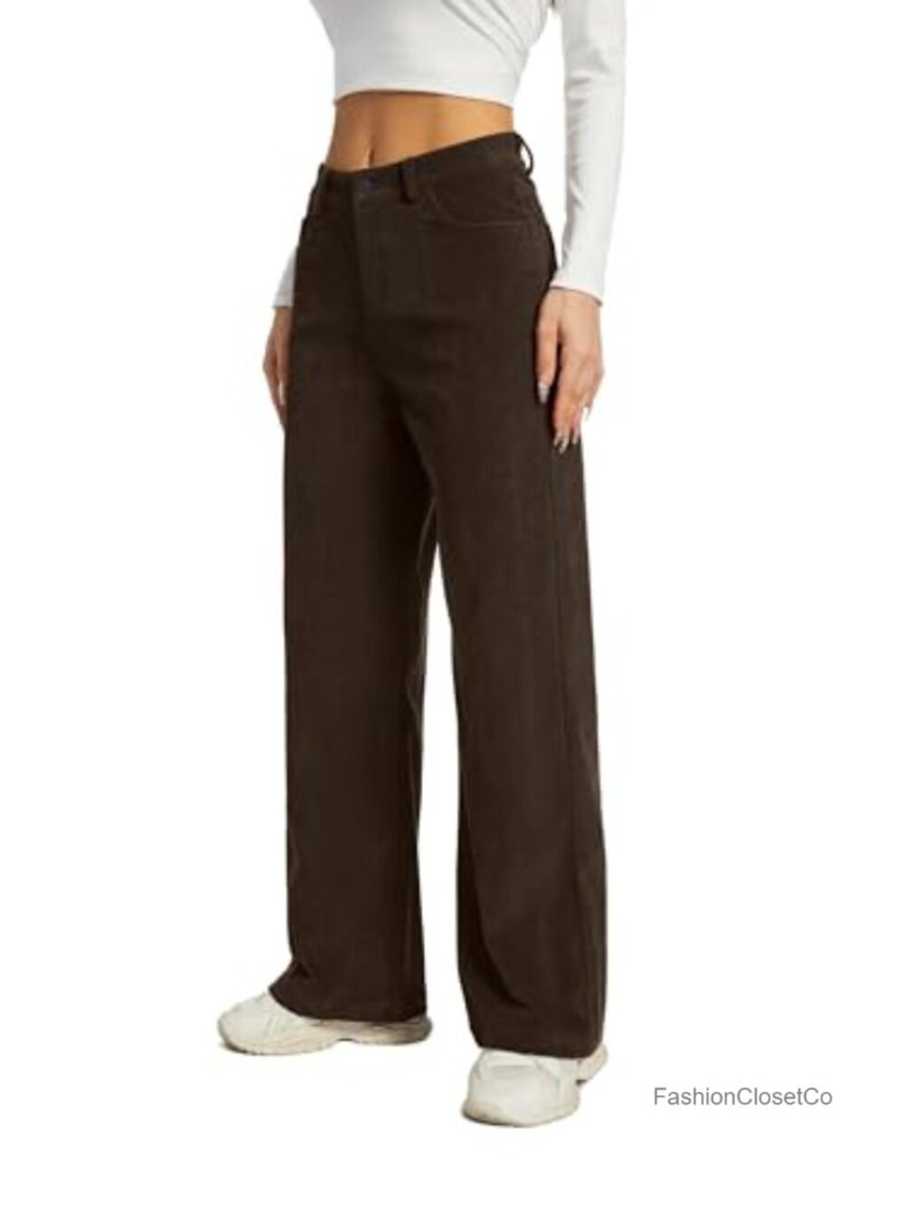 Mid Rise Corduroy Pants Straight Leg Casual Fall Work Trousers
